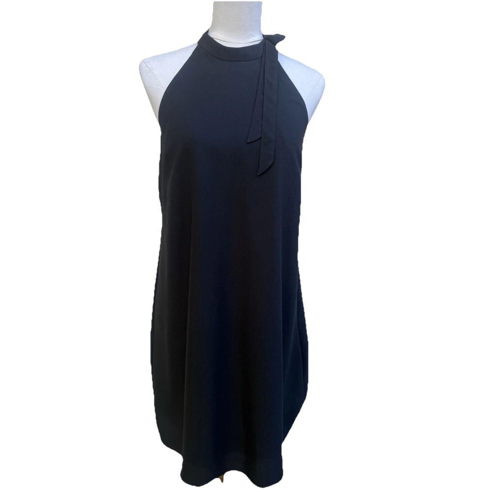 nicole miller black halter dress Size 10 Open Back Sleeveless Minimal Cocktail materials_Coloured Wood